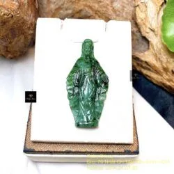 Mặt dây Đức mẹ Maria ngọc cẩm thạch sơn thuỷ, KT 46mm
