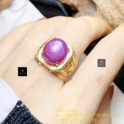 Nhẫn nam Ruby sao thiên nhiên, vàng 18k - Ảnh 2