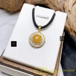Mặt dây ngọc Phỉ thúy hoàng phỉ, vàng 18k - Hình ảnh 4
