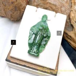 Mặt dây Đức mẹ Maria ngọc cẩm thạch sơn thuỷ, KT 50mm - Hình ảnh 6