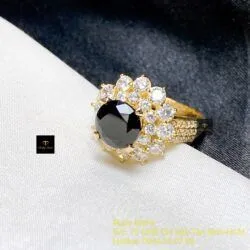 Nhẫn nữ Phỉ thuý mực dục mài giác 7,9 ly, vàng 18k - Ảnh 3