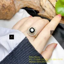 Nhẫn nữ Phỉ thuý mực dục mài giác 7,9 ly, vàng 18k - Ảnh 5