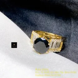 Nhẫn nữ Phỉ thuý mực dục mài giác 9 ly, vàng 18k - Hình ảnh 6