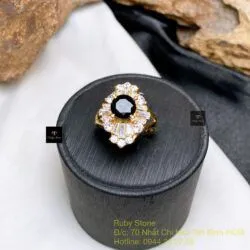 Nhẫn nữ Phỉ thuý mực dục Myanmar mài giác, vàng 18k - Ảnh 3