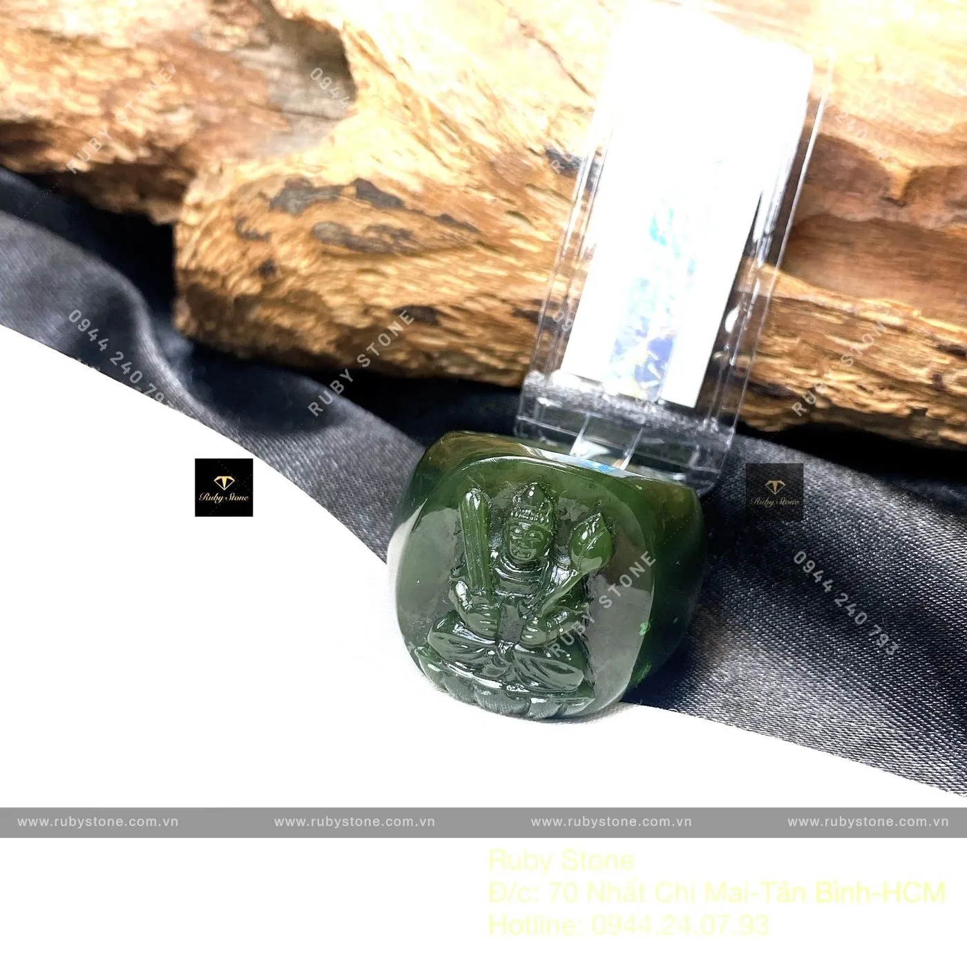 Nhẫn ngọc bích Canada - Phật bản mệnh (hàng gia công theo ni tay và tuổi) Nhẫn ngọc bích Canada - Phật bản mệnh (hàng gia công theo ni tay và tuổi) - Ảnh 5