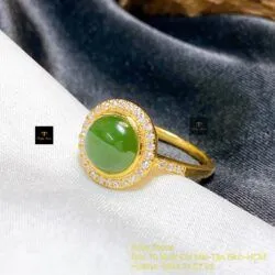 Nhẫn ngọc bích Canada xanh lá, vàng 18k - Hình ảnh 6