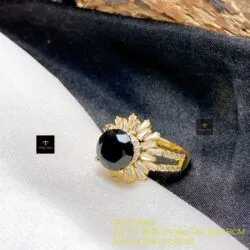 Nhẫn nữ Phỉ thuý mực dục mài giác 9,1 ly, vàng 18k - Ảnh 3