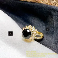 Nhẫn nữ Phỉ thuý mực dục mài giác 9,1 ly, vàng 18k - Ảnh 4