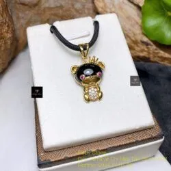 Mặt dây chuyền Phỉ thuý mực dục Myanmar, vàng 18k - Hình ảnh 5