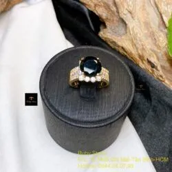 Nhẫn nữ Phỉ thuý mực dục mài giác 9,8 ly, vàng 18k - Ảnh 5