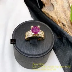 Nhẫn ruby Nam Phi mài giác 8,5 ly, vàng 18k - Ảnh 6