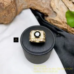 Nhẫn nam ngọc Phỉ thuý mực dục Myanmar mài giác, vàng 18k - Ảnh 6