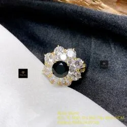 Nhẫn nữ Phỉ thuý mực dục mài giác 7,1 ly, vàng 18k - Hình ảnh 5