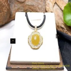 Mặt dây ngọc Phỉ thúy hoàng phỉ, vàng 18k - Hình ảnh 2