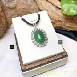 Mặt dây Phỉ thuý xanh lý táo Myanmar, vàng 18k - Hình ảnh 5