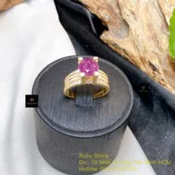 Nhẫn ruby Nam Phi mài giác 8,5 ly, vàng 18k - Ảnh 5