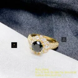 Nhẫn nữ Phỉ thuý mực dục mài giác 6,9 ly, vàng 18k - Hình ảnh 2