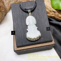 Phật Quán Thế Âm Bồ Tát ngọc cẩm thạch, bạc 925 - Ảnh 2
