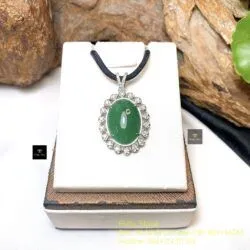 Mặt dây Phỉ thuý xanh lý táo Myanmar, vàng 18k - Hình ảnh 6