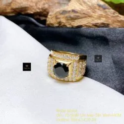 Nhẫn nam Phỉ thuý mực dục Myanmar mài giác, vàng 18k - Hình ảnh 4