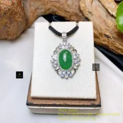 Mặt dây Phỉ thuý xanh lý táo Myanmar, vàng 18k - Hình ảnh 4
