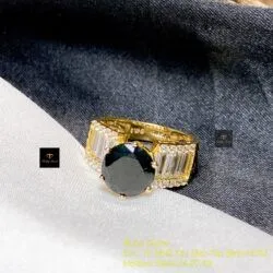 Nhẫn nữ Phỉ thuý mực dục mài giác 9 ly, vàng 18k - Hình ảnh 5