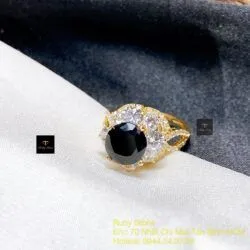 Nhẫn nữ Phỉ thuý mực dục mài giác 8,1 ly, vàng 18k - Hình ảnh 5