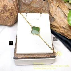 Lắc tay cỏ 4 cánh ngọc bích Canada, vàng 18k - Hình ảnh 6