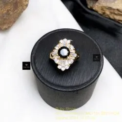 Nhẫn nữ Phỉ thuý mực dục Myanmar mài giác, vàng 18k - Ảnh 2