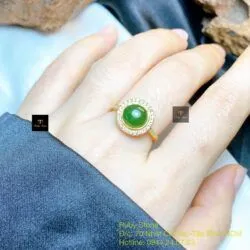 Nhẫn ngọc bích Canada xanh lá, vàng 18k - Hình ảnh 4