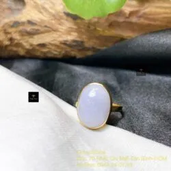 Nhẫn Oval ngọc cẩm thạch phớt tím, vàng 18k - Ảnh 3