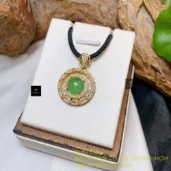 Mặt dây ngọc Phỉ thuý Myanmar, vàng 18k - Hình ảnh 2