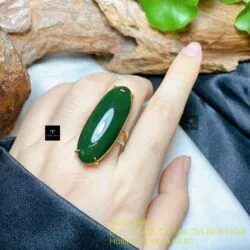 Nhẫn ngọc bích Canada xanh đậm, vàng 18k - Ảnh 6