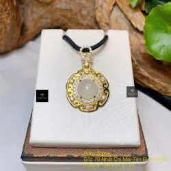 Mặt dây Phỉ thuý băng chủng Myanmar, vàng 18k - Hình ảnh 3