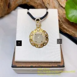 Mặt dây Phỉ thuý băng chủng Myanmar, vàng 18k - Hình ảnh 5
