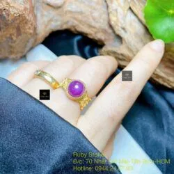 Nhẫn nữ Ruby sao thiên nhiên, vàng 18k
