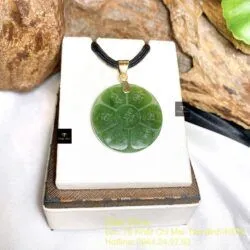 Mặt dây Lục Tự Đại Minh Chân Ngôn ngọc bích, móc vàng 18k - Ảnh 6