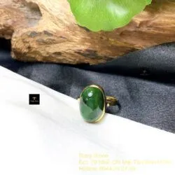 Nhẫn Oval ngọc cẩm thạch sơn thuỷ, vàng 18k - Ảnh 4
