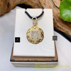Mặt dây Phỉ thuý băng chủng Myanmar, vàng 18k - Hình ảnh 2