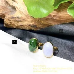Nhẫn Oval ngọc cẩm thạch phớt tím, vàng 18k - Ảnh 2