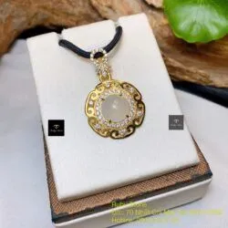 Mặt dây Phỉ thuý băng chủng Myanmar, vàng 18k - Hình ảnh 4