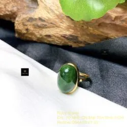 Nhẫn Oval ngọc cẩm thạch sơn thuỷ, vàng 18k - Ảnh 3