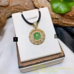Mặt dây ngọc Phỉ thuý Myanmar, vàng 18k - Hình ảnh 5