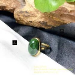 Nhẫn Oval ngọc cẩm thạch sơn thuỷ, vàng 18k - Ảnh 2