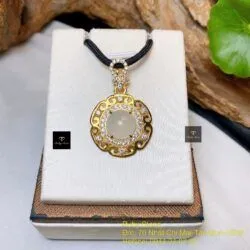 Mặt dây Phỉ thuý băng chủng Myanmar, vàng 18k