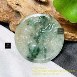 Mặt Rồng ngọc Phỉ thuý băng chủng hoa bay, KT 52mm - Ảnh 6