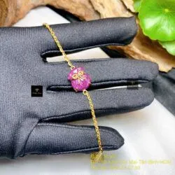 Lắc tay túi tiền Ruby Nam Phi, vàng 18k - Ảnh 2