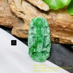 Phật Quán thế âm bồ tát ngọc Cẩm thạch xanh lý táo - Hình ảnh 3