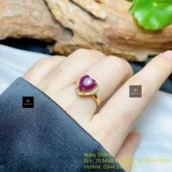 Nhẫn trái tim Ruby Nam Phi, vàng 18k - Ảnh 5