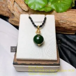 Mặt dây trái châu ngọc bích Canada, vàng 18k